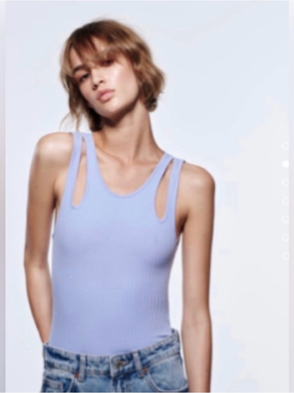 Zara Double-Strap Ribbed Bodysuit - Light blue